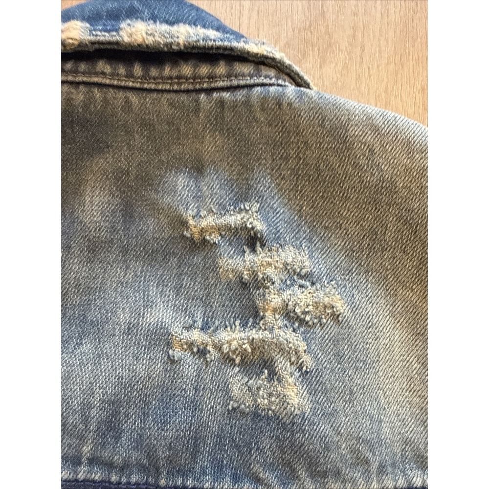 Smugglers Moon Denim Vest Men's L Distressed Painted Y2K Biker Grunge Jean - Picture 3 of 13